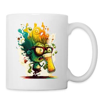 Drôle de petit nerd de bière verte - Mug blanc - blanc - Droite