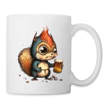 Funny punk squirrel with beer - Mug - white - Right