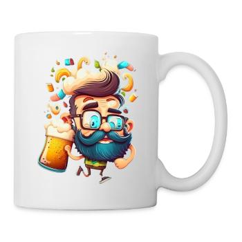 Drôle d’homme avec barbe et bière - Mug blanc - blanc - Droite