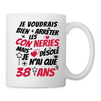 conneries 38 ans / cadeau anniversaire 38 ans - Mug blanc - blanc - Droite