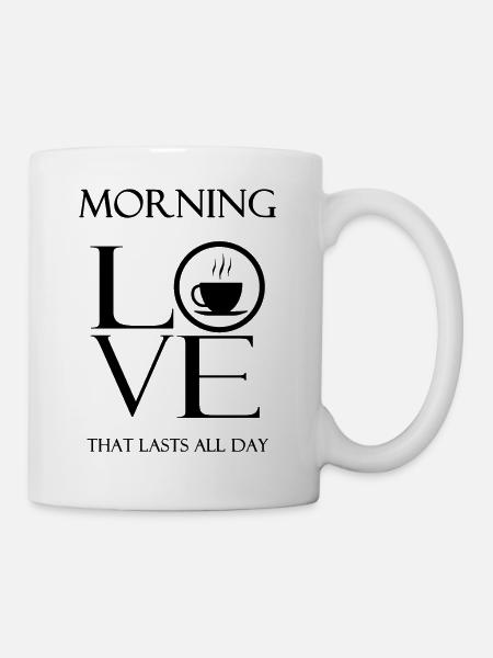 Thé, café, MORNING LOVE Black - Mug blanc - blanc