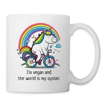 Licorne à vélo « Vegan » - Mug blanc - blanc - Droite