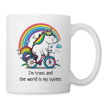 Unicorn on bicycle "Trans" - Mug - white - Right