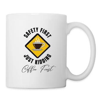 La sécurité d’abord Café d’abord - Mug blanc - blanc - Droite