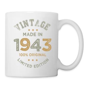 Hergestellt im Jahr 1943 Vintage Geburtstagsgeschenk 80 Jahre - Tasse - Weiß - Rechts