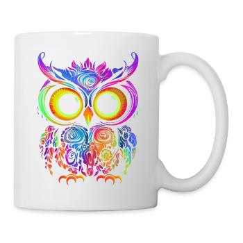Hibou Hibou Oiseau Animal Hibou Aigle Hibou Néon - Mug blanc - blanc - Droite