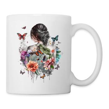 Fille aux papillons - Mug blanc - blanc - Droite