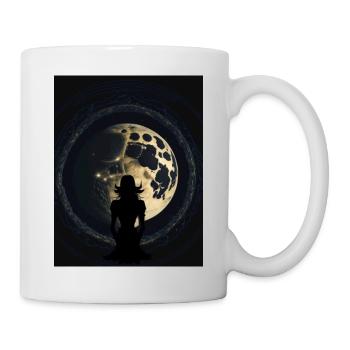 Woman watching the full moon - Mug - white - Right