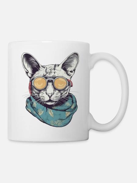 Katzengelbe Brille - Tasse - Weiß