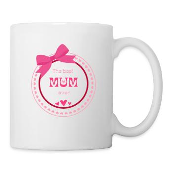 Best Mum EVER Beste Mama Pink Rosa Schleife - Tasse - Weiß - Rechts
