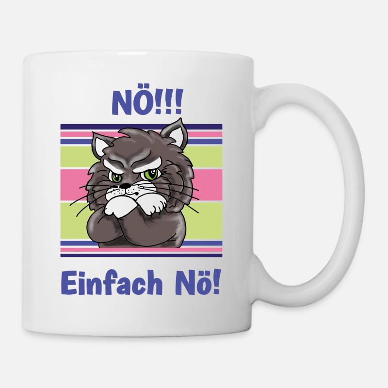 Nö! Sturer Kater mit verschränkten Pfoten - Tasse - Weiß