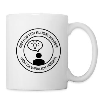 Geprüfter Klugscheißer Herren (schwarzer Druck) - Tasse - Weiß - Rechts