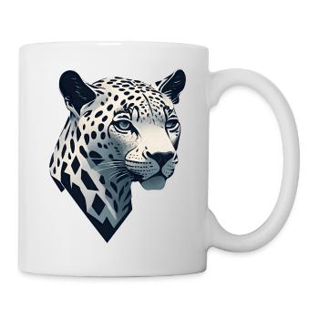 Minimalistischer Leopardenkopf - Tasse - Weiß - Rechts