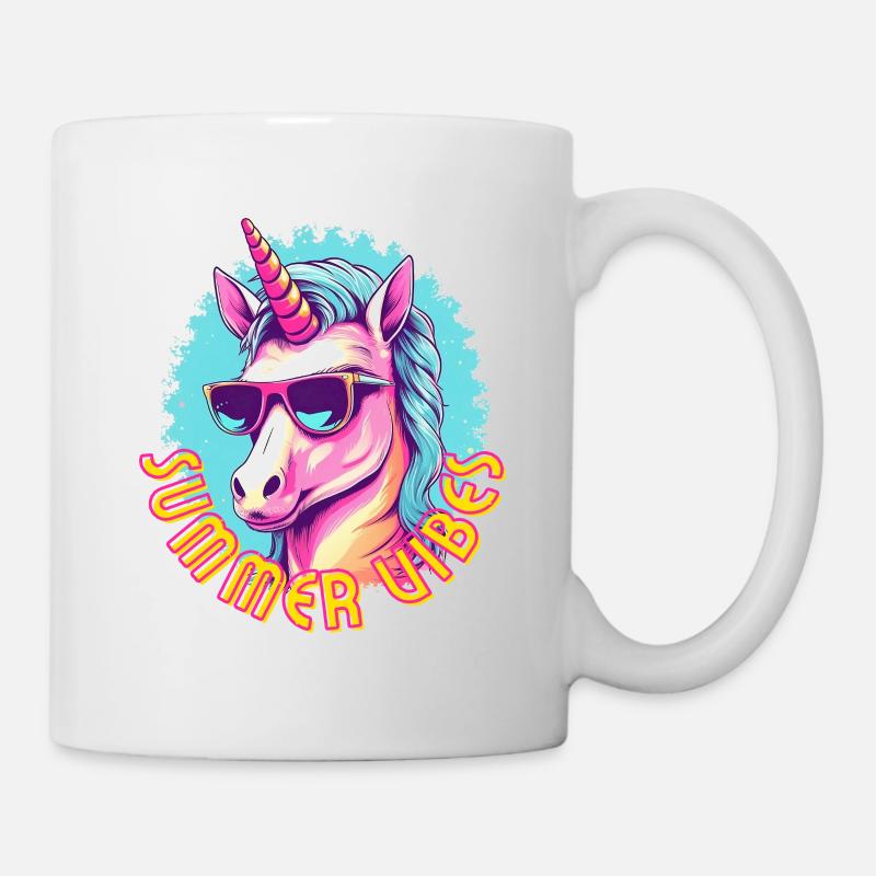 Licorne aux lunettes de soleil : look estival - Mug blanc - blanc