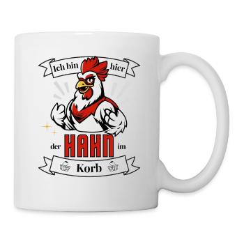 Hahn im Korb - Hühnerstall Huhn - Tasse - Weiß - Rechts