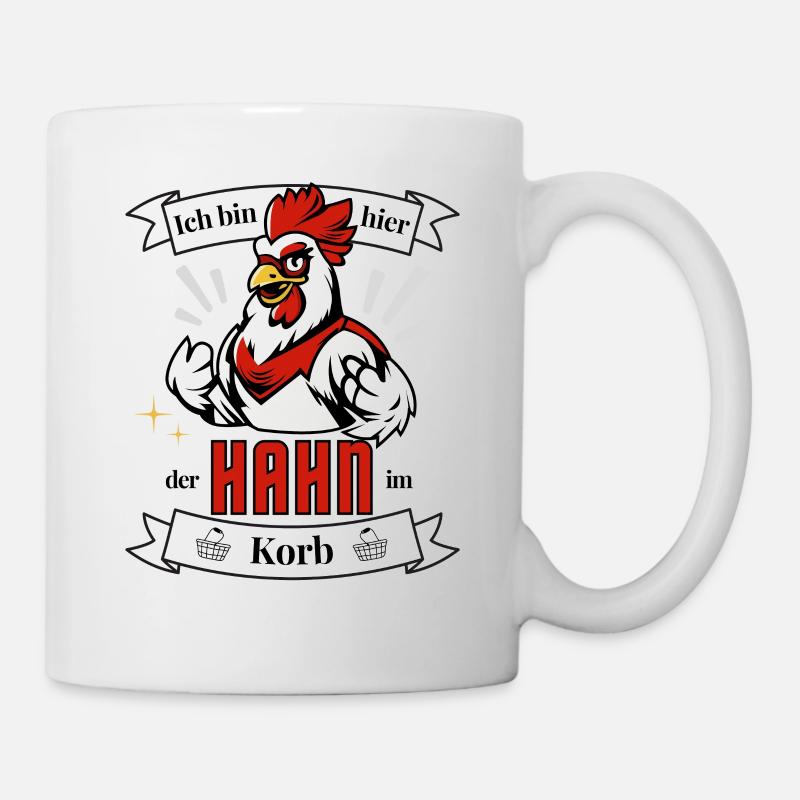 Hahn im Korb - Hühnerstall Huhn - Tasse - Weiß