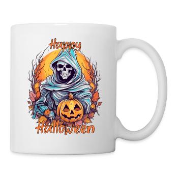 Gruseliges Halloween Sensemann Kürbis - Tasse - Weiß - Rechts
