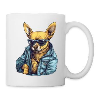 Cool Chihuahua with Clothes Clothes Glasses - Mug - white - Right