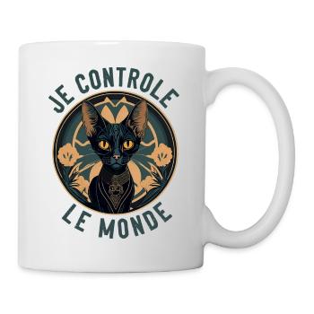 Hypnotisches Katzenporträt: Ich kontrolliere die Welt - Tasse - Weiß - Rechts