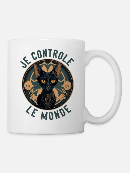 Hypnotisches Katzenporträt: Ich kontrolliere die Welt - Tasse - Weiß