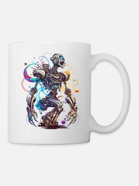 Fantasy-Roboter im Funk-Art-Stil - Tasse - Weiß