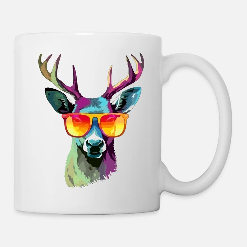 Jack le cerf à lunettes - Mug blanc - blanc