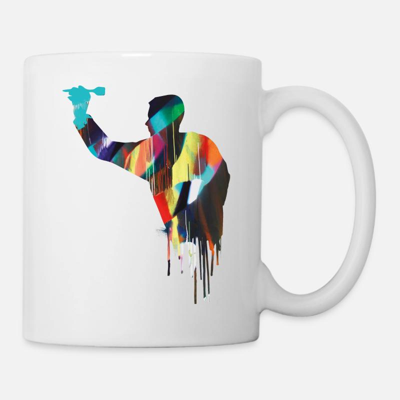 dart,graffiti,malerei,dartspieler - Tasse - Weiß