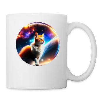 "Cosmic Cat" mystisches Katzendesign - Tasse - Weiß - Rechts