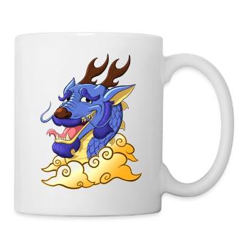 Lustiger blauer Drache - Tasse - Weiß - Rechts