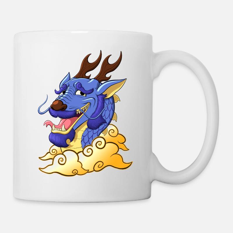 Lustiger blauer Drache - Tasse - Weiß