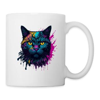 Coloré Trendy Splash Art Cat Design - Mug blanc - blanc - Droite