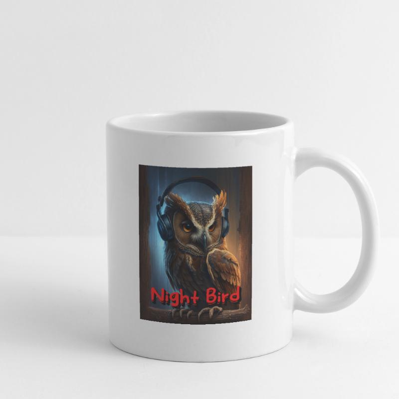 Nachteule mit Kopfhörer Tasse