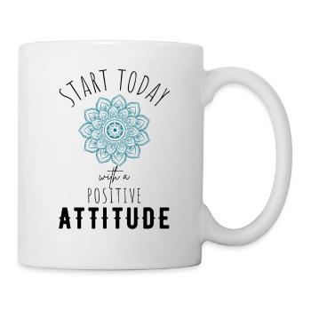 POSITIVE EINSTELLUNG MINDSET Motivation - Tasse - Weiß - Rechts