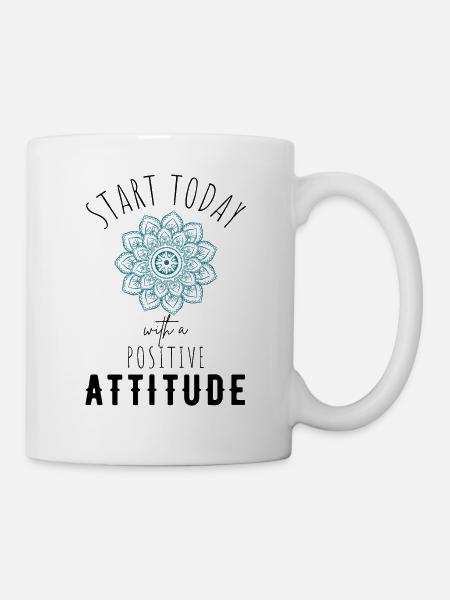 POSITIVE EINSTELLUNG MINDSET Motivation - Tasse - Weiß