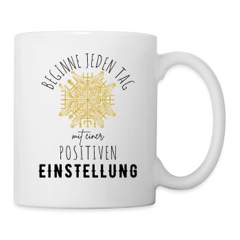 POSITIVE EINSTELLUNG MINDSET Motivation - Tasse - Weiß - Rechts