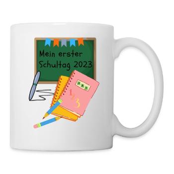 "Mein erster Schultag 2023" - Tasse - Weiß - Rechts