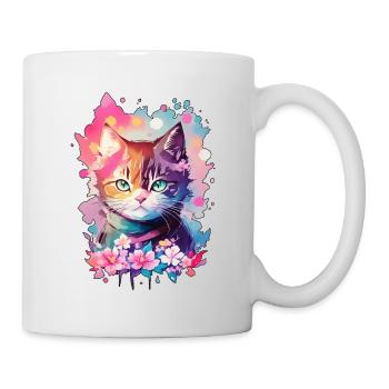 Unique pastel watercolors cat - Mug - white - Right