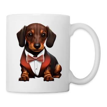 Dachshund mit Anzug Hunde Hund Dackelwelpe - Tasse - Weiß - Rechts