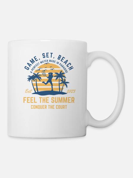 Beach Tennis Girl: Soleil élégant, sable et été - Mug blanc - blanc