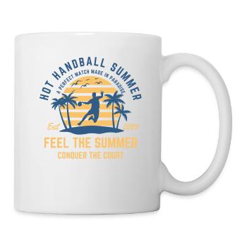 Handball l’été sur la plage sous les palmiers - Mug blanc - blanc - Droite