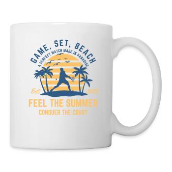 Tennis Summer on the beach under palm trees - Mug - white - Right