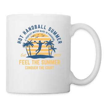 Fille de handball jouant au handball à la plage - Mug blanc - blanc - Droite