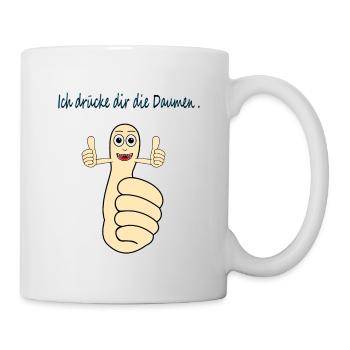 Ich drücke dir die Daumen - Tasse - Weiß - Rechts