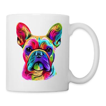 Französische Bulldogge Bunte Kunst - Tasse - Weiß - Rechts