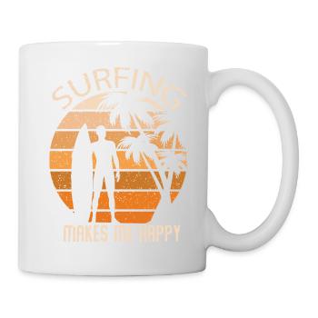 Surfing makes me happy - Tasse - Weiß - Rechts