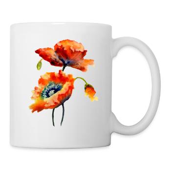 ROTE MOHNBLUMEN AQUARELL, WILDBLUMEN T-SHIRT, MOHN - Tasse - Weiß - Rechts