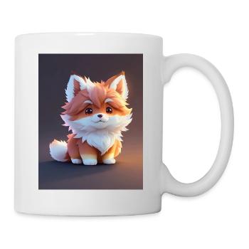 Chibi Kitsune Ein süßes Anime Fuchs-Design - Tasse - Weiß - Rechts