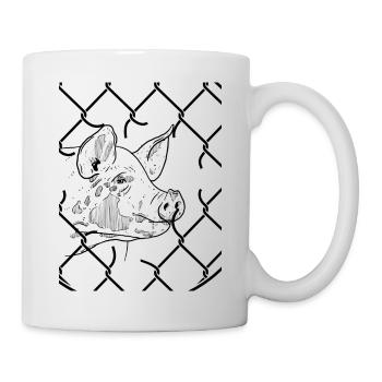 Schwein Befreiung hinter Gitter - Tasse - Weiß - Rechts