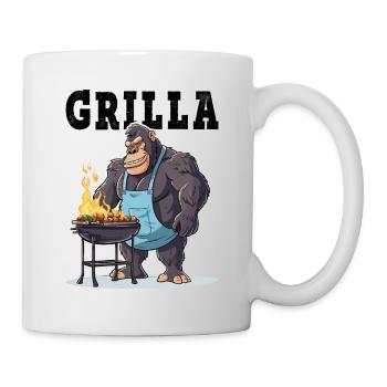 Grillen Grilla Griller Gorilla BBQ Spruch Lustig - Tasse - Weiß - Rechts
