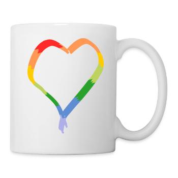 Rainbow heart drawn - Mug - white - Right